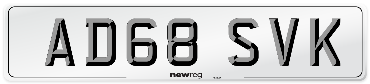 AD68 SVK Number Plate from New Reg